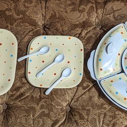 Plastic Plates, Party Plates And Vegetable Tray Confetti/Condiments Platter, Kids Birthday