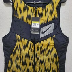 NIKE Aerolayer Wild Running Men's Reversible Vest Gold/Black Size S