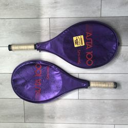 Spalding ASTA 100 Tennis Racquet Graphite Wide body Power  L5 :4  5/8 Racket with Cover Purple Teal x 2