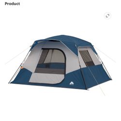Ozark Trail 6 Person Instant Cabin Tent, 10 ft x 9 ft x 66 in, Recycled Materials, Blue