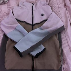 Nike tech fleece hoodie in pink and brown