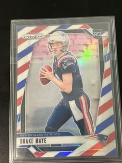 2024 Panini Prizm Drake Maye RC Red White & Blue Prizm #329 Patriots