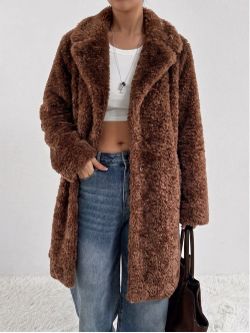 Lovers and Friends Vincent Faux Fur Coat Brown Size Small