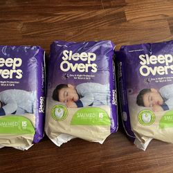 3 Packs Of Sleepovers Sleep Overs Overnight Diapers Size S/M 