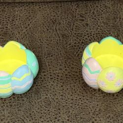Vintage Ceramic Easter Egg Candle Holders Set 