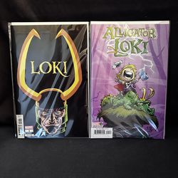Comic Books Loki Issue 1 Variant And Alligator Loki Issue 1 Skottie Young Variant 