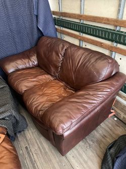Brown Leather Love Seat