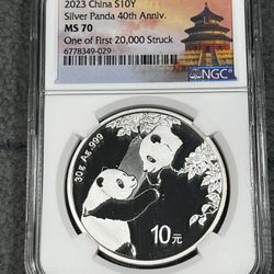 2023 China S10Y Silver Panda MS70 NGC
