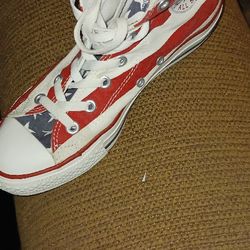 Used American Flag All Star Converse Size 7.5 Women And 5.5 Men, $35 