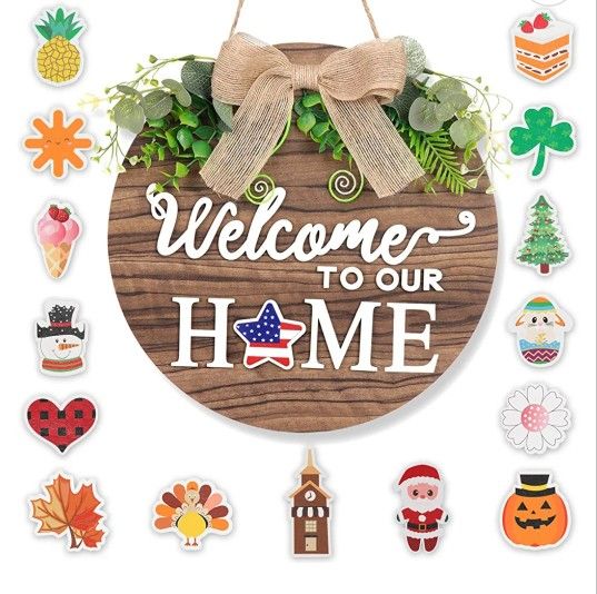 New Welcome Home Sign With Magnet Decor To Place In Letter O  in HOME