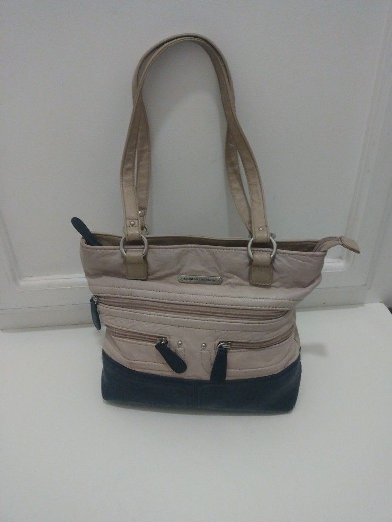 Vintage Stone mountain Two Tone Leather Purse