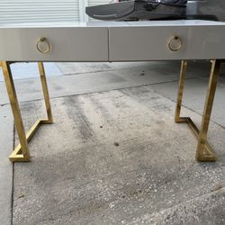 White & Gold Office Desk 
