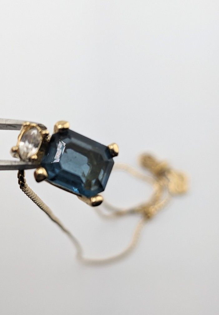RARE Vintage Christian Dior Navy Blue Crystal Pendant Necklace 