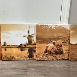 NEW Farm and Cow Wall Art 12”x12”