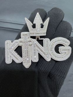 Iced Out KING Crown Pendant