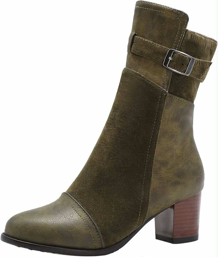 New Women's Block Heel Vintage Chelsea Boots 6.5