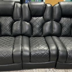 Leather reclining sofa