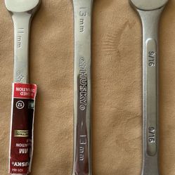 3 WRENCHES: HUSKY (11mm/13mm), 9/16 Drop Forged 