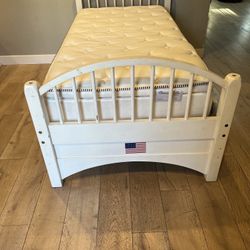 White Solid Wood Twin Platform Bed With Mattress Cama Colchon Cot Sleep 🛌 