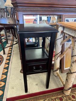 Black Wood Accent Table with Drawer