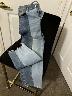 High-Rise Block Color Denim Jeans