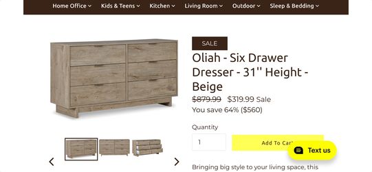 Oliah 6 Drawer Dresser