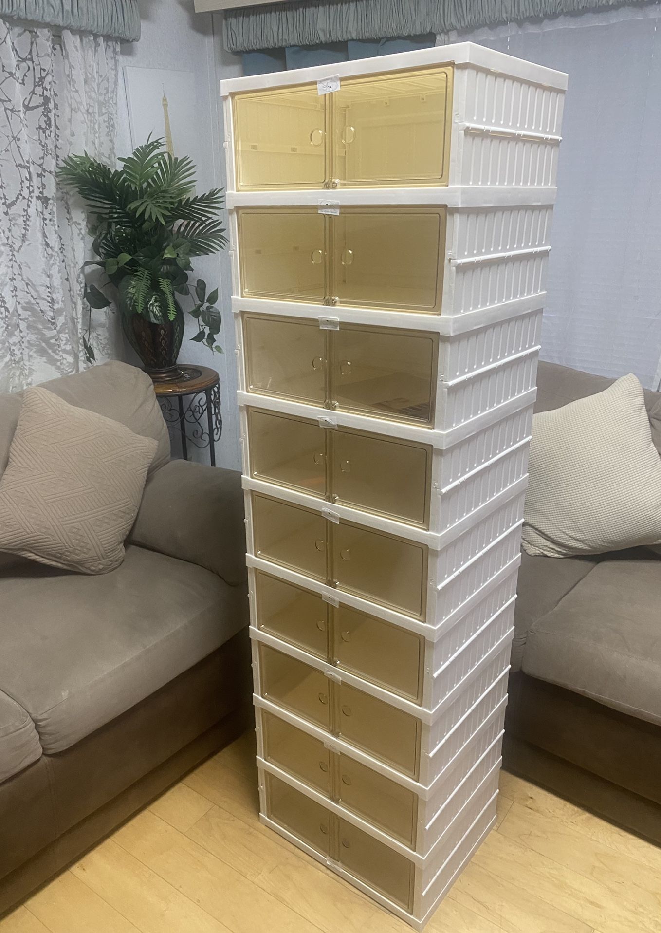 Foldable Shoe Rack, Plastic Shoe Organizer