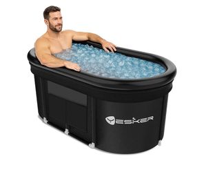 110-Gallon Oval Ice Bath Tub with Storage Bag, MultiLayered Portable Cold Plunge Tub with Cover, Drop-In Bathtub Foldable for Athletes, Home Gym, Outd