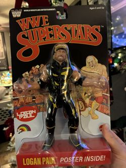 WWE LJN Superstars Logan Paul Action Figure – 1980s Retro Style – 8” – RARE BLACK CARD