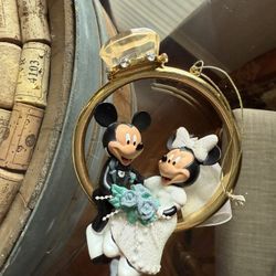 Mickey & Minnie Wedding Ring Engagement Ornament 
