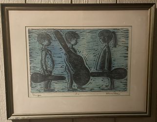 Vintage 1950s Listed Artist Helene Ross Lithograph “strings”