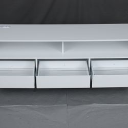 Contemporary Entertainment Center - Glossy White with 3 Drawers