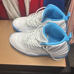 jordan 12 white n blue size 9.5