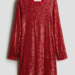Red Sequins Dress Party Wear 