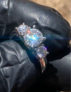 Elegant 3 Carat Total Weight Three-Lab Grown Stone Diamond Ring – 925 Sterling Silver