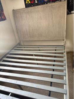 Queen size Gray Hardwood bed frame with drawers