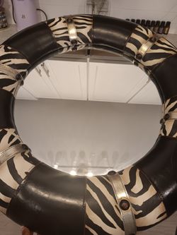 Zebra Print Round Mirror