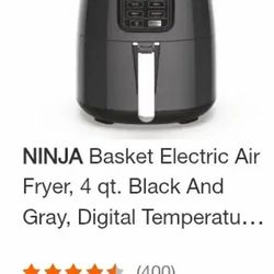 NEW-Ninja Air Fryer | 4 QT Capacity | 4-in-1 Roast, Crisp, Roast, Reheats, & Dehydrates | Dishwasher Safe Parts | 105°F-400°F | Includes 20 Easy & Hea