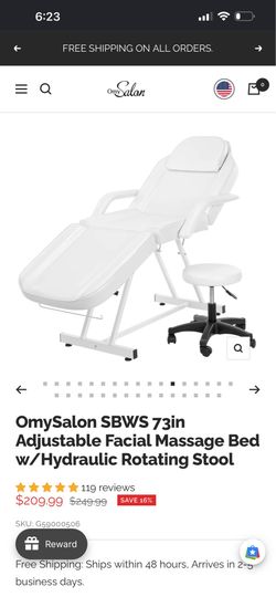 OmySalon SBWS 73in Adjustable Facial Massage Bed w/Hydraulic Rotating Stool  Brand new in box - Assembly is required  cash only  Pickup only (Anaheim)