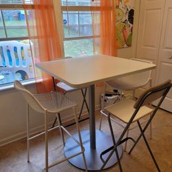 Kitchen Bar 1Table & 2 Metal Bar Chairs Plus 2 IKEA Chairs