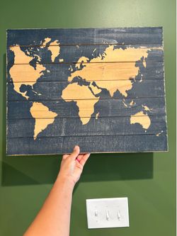 Wood World Map Wall Art