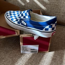 True Blue Checkered Vans