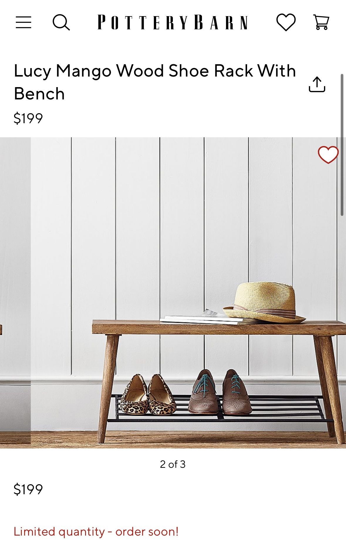 Pottery Barn Lucy Bench Shoe Rack West Elm Crate Barrel CB2 RH