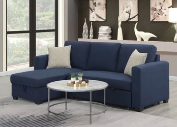 Blue microfiber sectional sleeper sofa couch