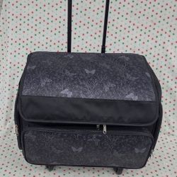 13.5T x 19W  Black Dots Rolling Sewing Machine Storage Tote by Top Notch