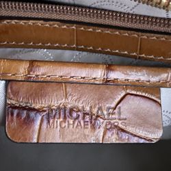 Michael Kors Selma Satchel Handbag Brown Caramel Embossed