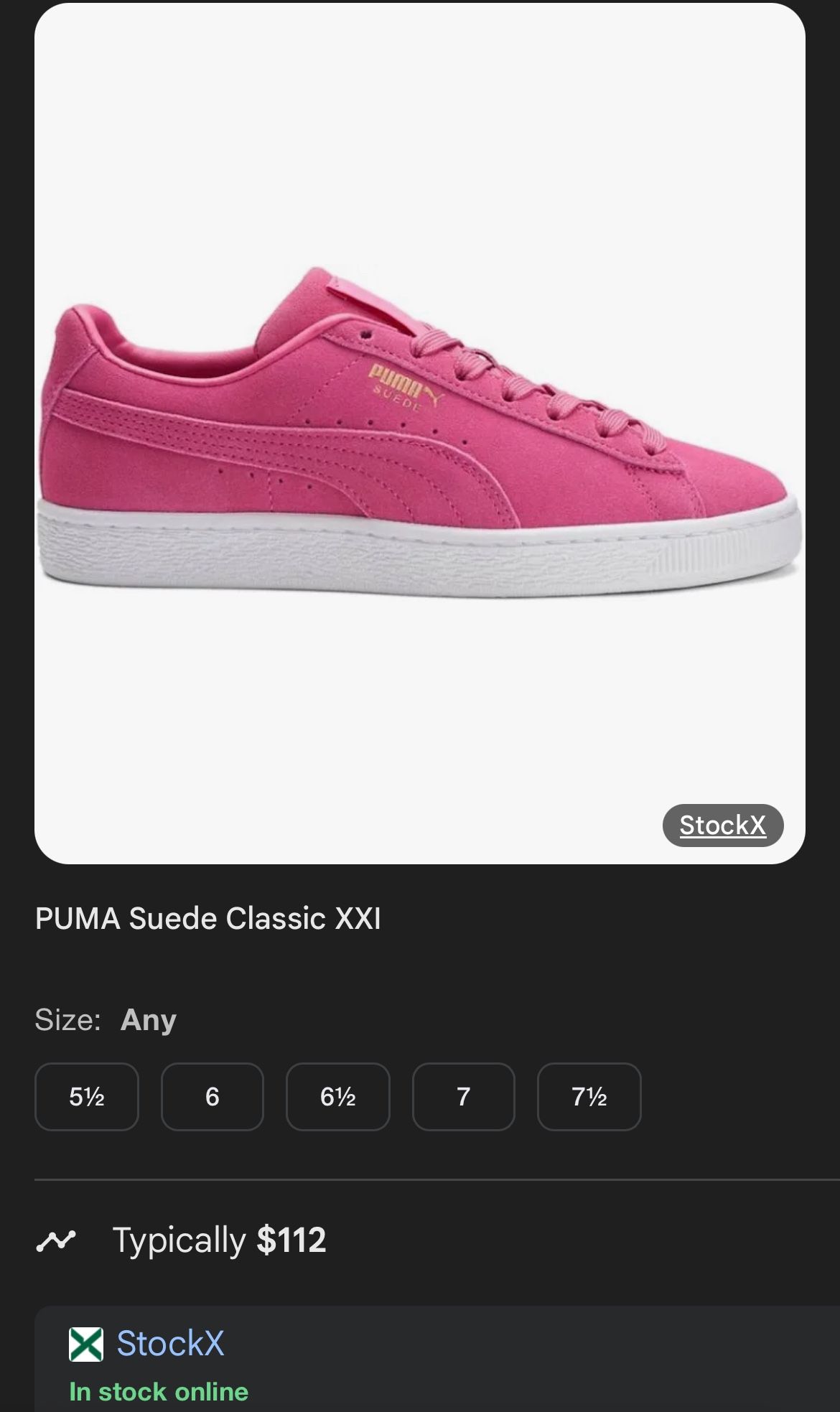 Women’s Size 7.5 Suede Classic Pink Puma 