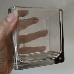 Glass 14 oz. Cube Votive Holder / Condiment Jar