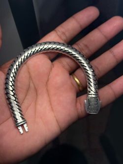 925 Sterling Silver Handmade Black Oxidized Cuban Link Bracelet 10.75mm 8"
