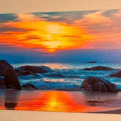 Beach Waves on the Rocks Canvas Picture